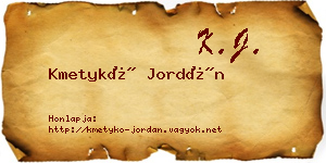 Kmetykó Jordán névjegykártya